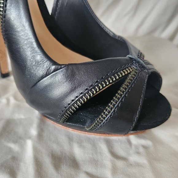 BNIB LAMB Leather DAWNA Black Zipper Pumps Sz 7.5 - Picture 5 of 10